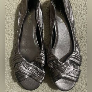 Cole Haan Metallic Pewter Twisted-Toe Ballet Flats